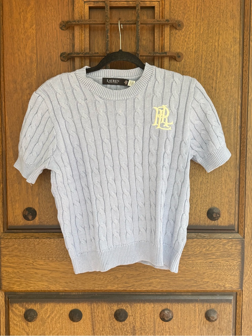 Lauren Ralph Lauren Baby Blue Cable-Knit Crewneck Sweater Size M